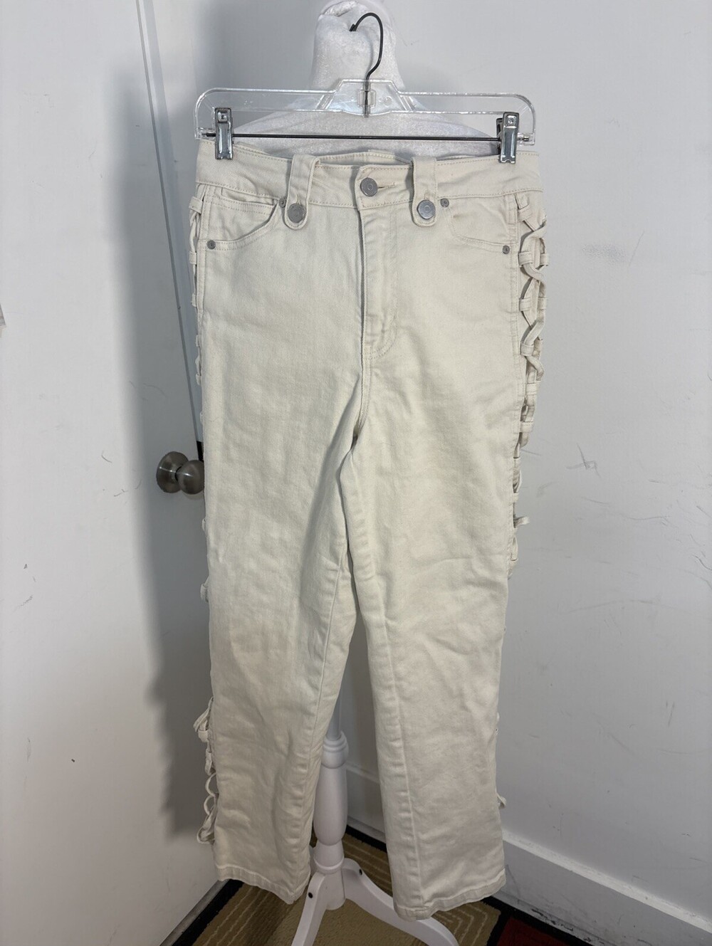 NEW NWOT HABITUAL Cable Ankle Straight Leg Jean 4/27 High Rise‎ Tie Detail